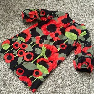 baby Gap Toddler (4 years ) Girl Long Sleeve Black Dress w/Red Poppy Flowers.
